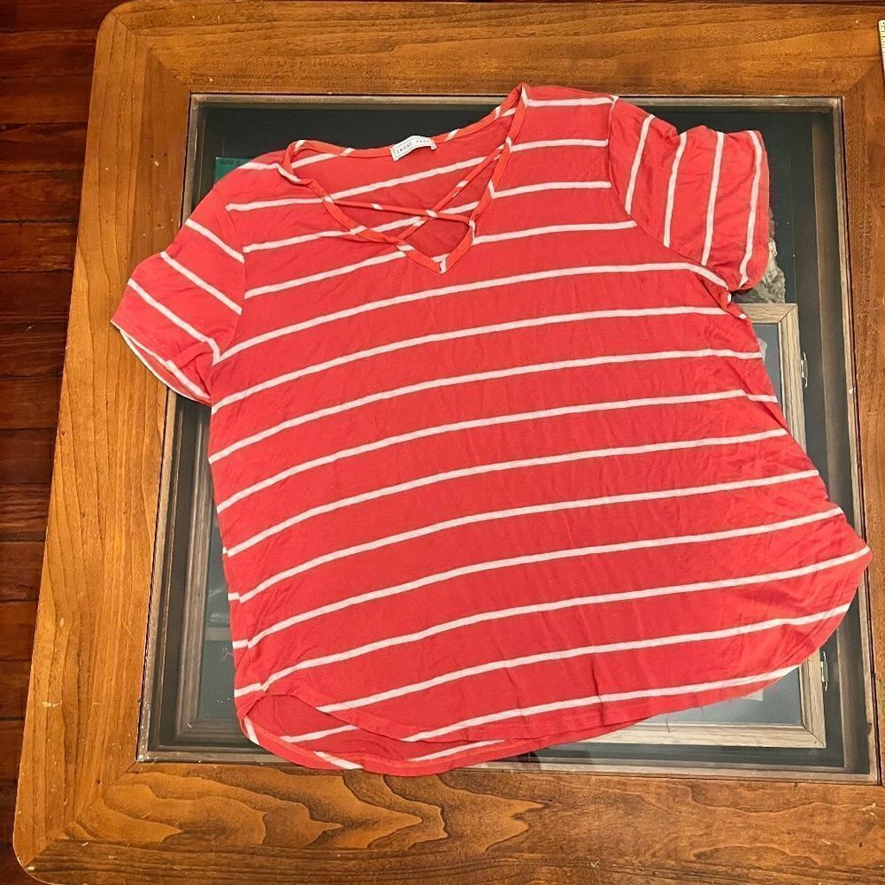 Emory Park Pink & White Stripped Top 2XL